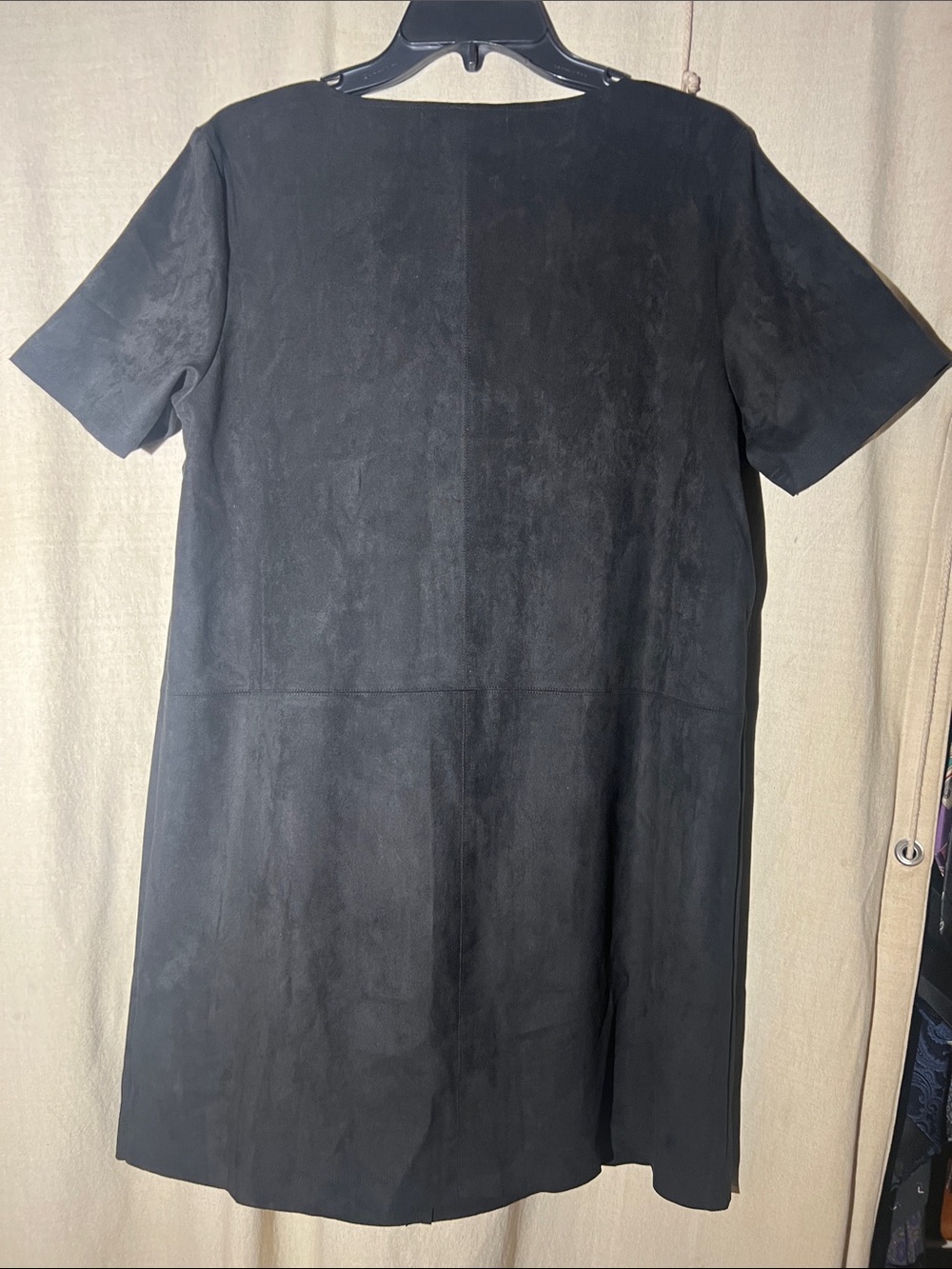 Stanton Maxwell James Micro Suede Black Short Sleeve Pocket Dress NWT - Picture 5 of 5